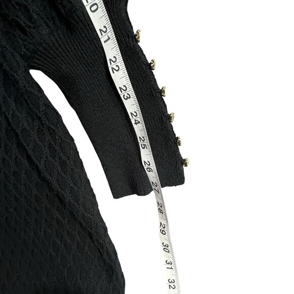 Lilly Pulitzer Sweater Dress XL Black Textured Cable Knit Button Cuffs Preppy - Picture 12 of 15